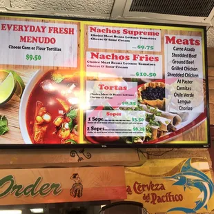 menu and prices