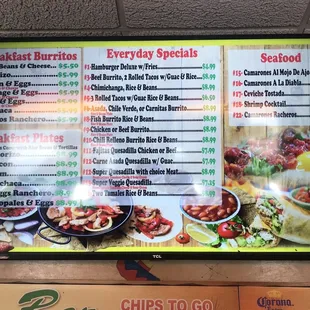 menu and prices