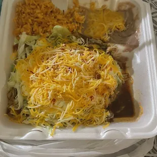 Carnitas enchilada plate