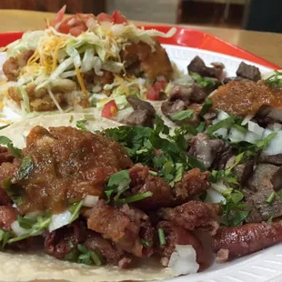 Really good tacos with distinct flavors and fresh ingredients.