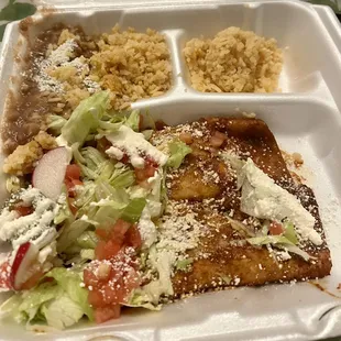 cheese enchilada plate w rice &amp; beans!