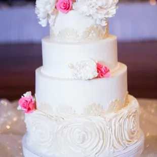 Buttercream wedding cake with our sugar flowers