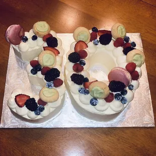 the number 50 made out of fruit