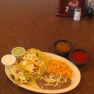Crunchy Tacos(chicken, shredded beef and ground beef)