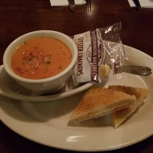 Tomato bisque soup, served with grilled cheese!