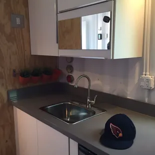 Kitchen area. Yes, that's my hat on the counter.