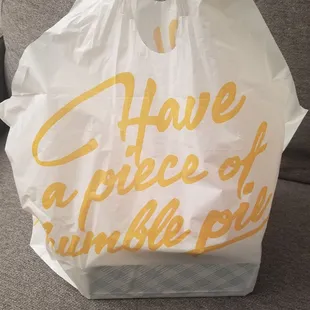 a plastic bag that says have a piece of whole pie