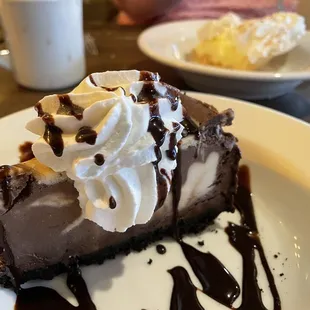 Marble Chocolate Cream Pie and coffee for dessert. Yum!