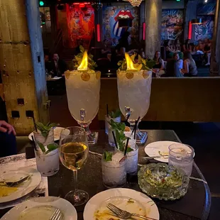 Flaming mojitos