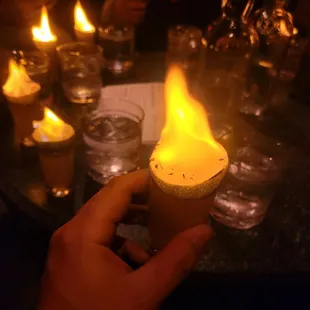 Flaming green tea shots