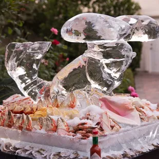 an ice sculpture of a lobster