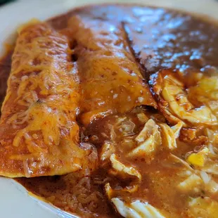 Enchiladas with eggs and beans