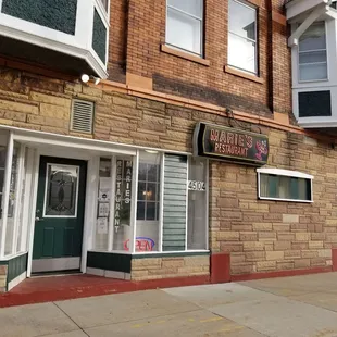 the front of the building