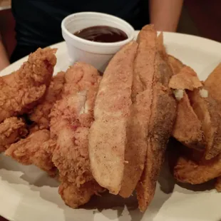 Chicken tenders and jojos