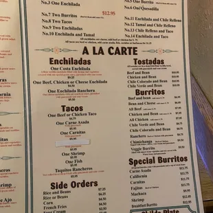 menu