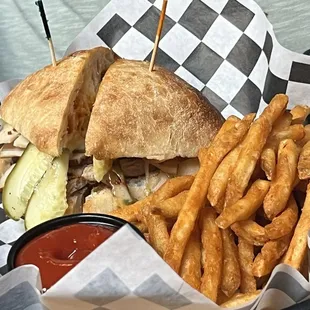 Cuban Pork Ciabatta with fries