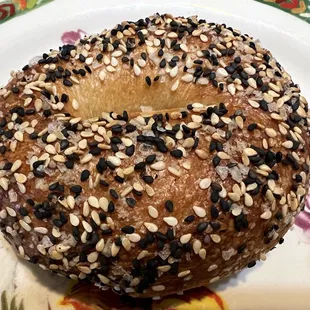 Mixed sesame + salt bagel from Marigold Bagels = the most authentic NYC bagels in SD (and likely outside of Big Apple!)