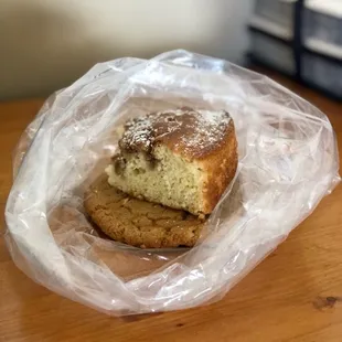 Coffee-cake and a peanut-butter  cookie