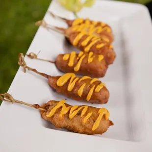 Chorizo Corn Dogs with Spicy Mustard