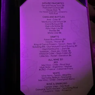 menu