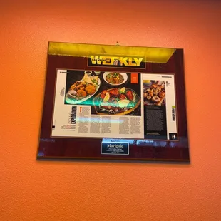 a menu on the wall