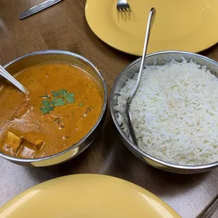 Paneer Makhani with side of White Rice