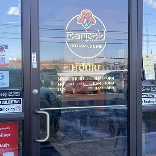 the entrance to the restaurant