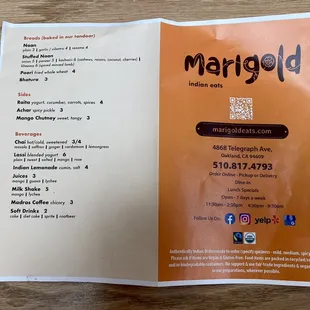 Menu front