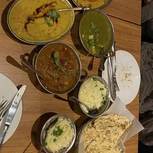 a table full of indian food