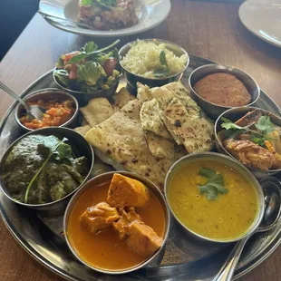 Marigold Thali Platter &amp; Shrimp Chaat (Ceviche)