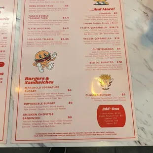 menu