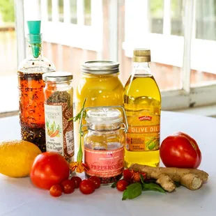 various ingredients on a table
