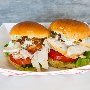 two chicken sandwiches