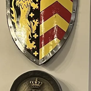 a shield and a plaque
