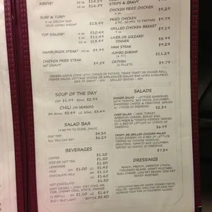 the menu for marilyn's