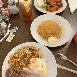 two plates of food on a table