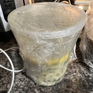 Quart of wedding soup only half full.