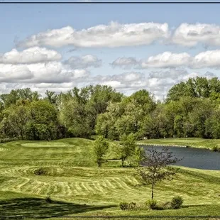 Looking out from the Clubhouse onto holes #1 and #18.