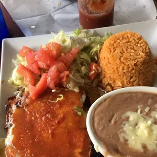 This is the chicken ranchero. It was so delicious! Their refried beans are the best that I have ever eaten at a Mexican restaurant.