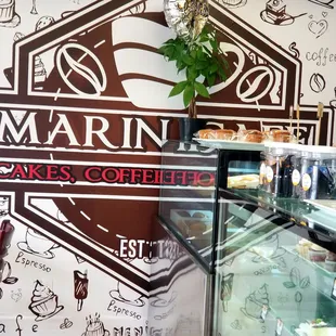 a display of cakes and pastries