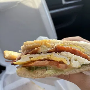 Breakfast sandwich on sourdough bread. 10/10!