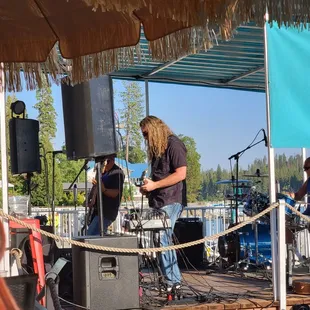 a band playing on stage