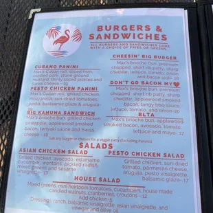 Burgers and sandwiches