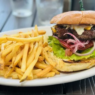 Cheeseburger and fries
