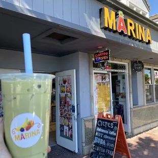 Marina Cafe with Matcha Milk Tea w/ Boba