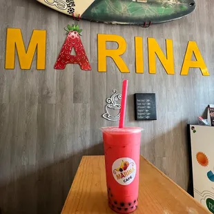 Watermelon milk Boba