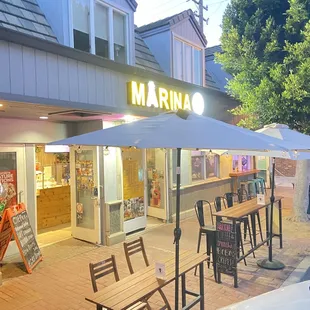 Nice out door seating at night beach view