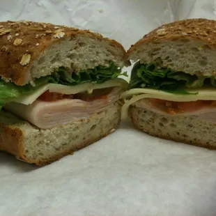 Turkey &amp; provolone on a wheat roll