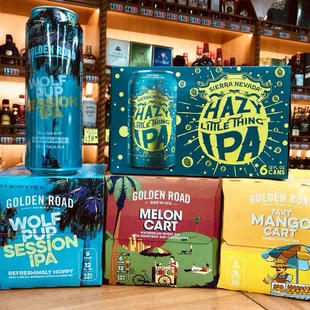The pup ipa and carts of mango and melon . From Golden Road brewery.