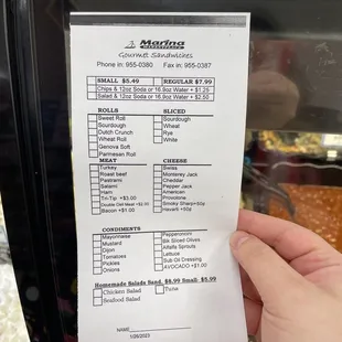 menu